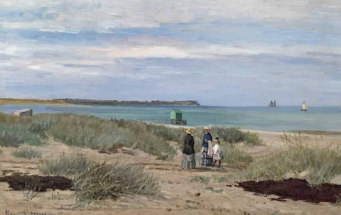 En sommerdag på stranden i Hornb K 1884