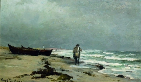 Skagen S South Beach With Fisherman Bearing His Catch