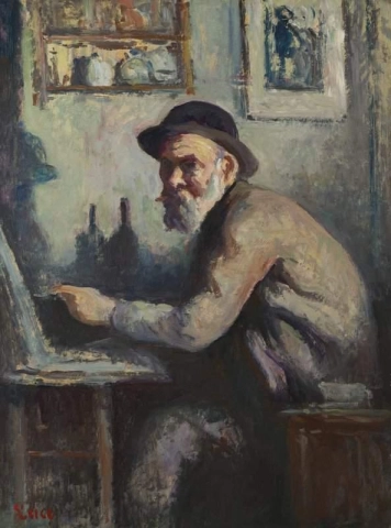 Omakuva maalaustelineessa n. 1930