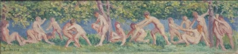 Friisi alastomien lasten kanssa 1909