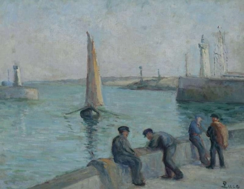 Pescadores de Honfleur en el puerto