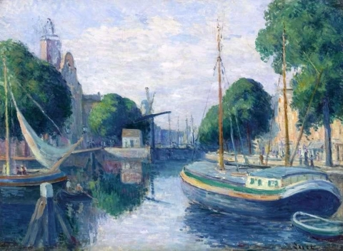 Barcazas en el Canal de Rotterdam 1908