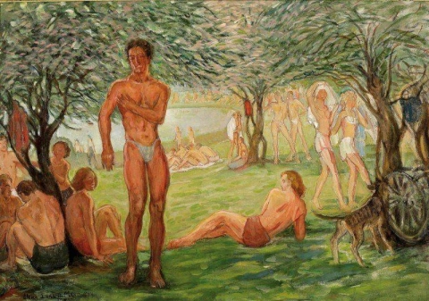 Park Scene With Bathers