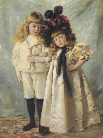 Porträt der Kinder des Künstlers. Konstantin und Olga ca. 1902