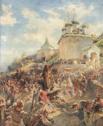 Der Appell von Minin an die Menschen in Nischni Nowgorod. Eine Studie, ca. 1891