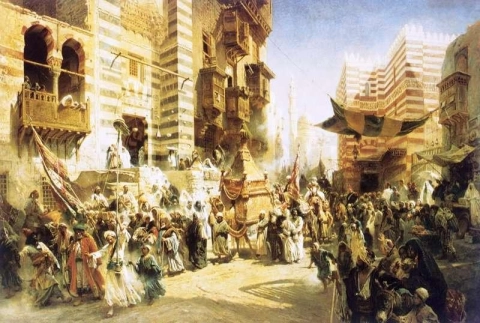 Transporte de la alfombra sagrada de La Meca a El Cairo 1876