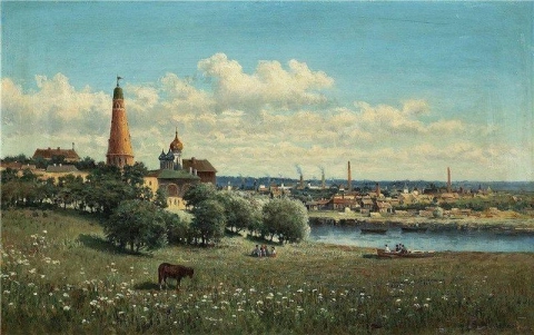 Utsikt över Simonov-klostret Nära Moskva