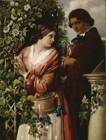 Um caramanchão com flores de paixão 1865