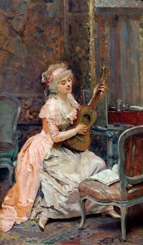 기타를 들고 있는 여인