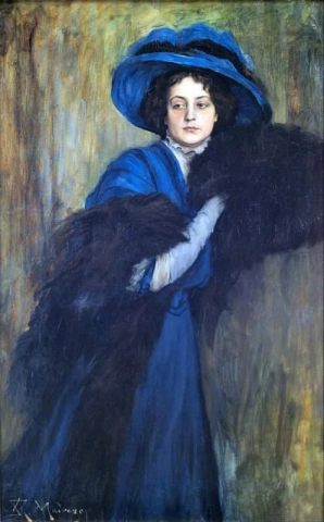 Porträt einer Dame in Blau, ca. 1897-1905