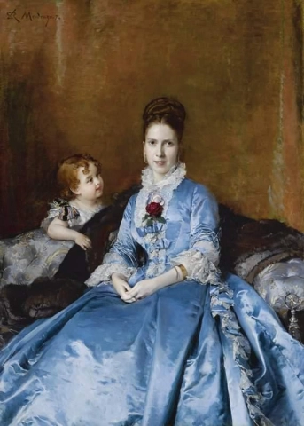 Portrait Of Mrs. Clotilde De Candamo And Her Son Carlos 1874