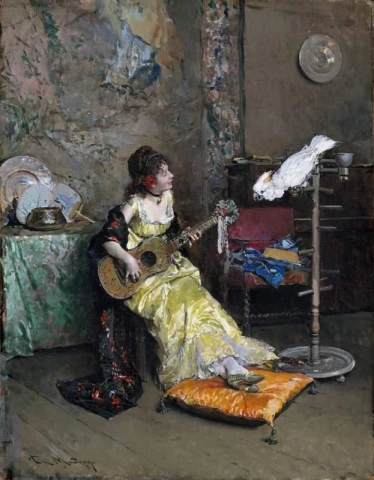 Nainen papukaijan kanssa noin 1872