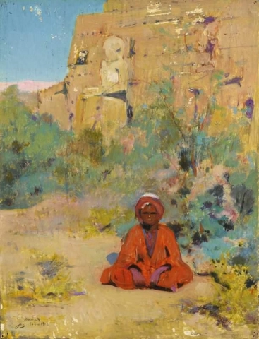 Jongen in een rode Karnak 1913