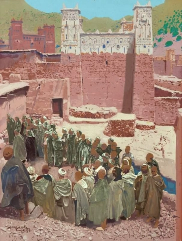 Prozession vor einer Kasbah