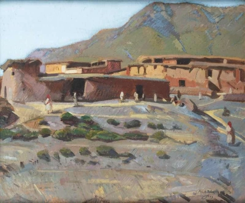 A vila de AT Rba nas montanhas do Atlas, Marrocos, 1921