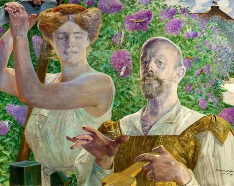 Zelfportret met Muse en Buudleia 1912