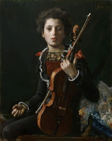 Portrett av Luigino Gianchetti som holder en fiolin 1878