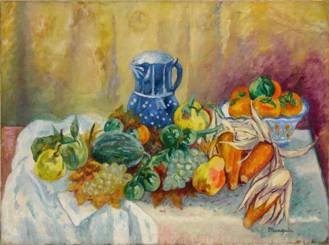 Melon Raisins Poires Ma S Et Pot Bleu 1942