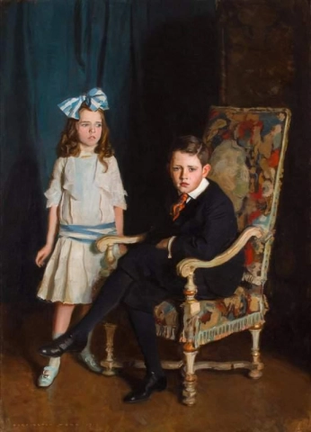 Ett porträtt av Jean Mckelvie Sclater-bås och hennes bror 1916