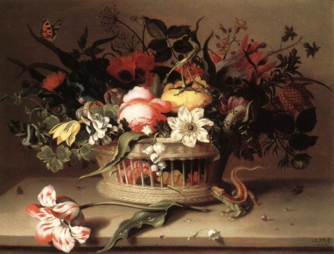 마렐 제이콥 핑크 튤립이 있는 정물 아이리스 프리틸러리 콜럼바인 은방울꽃과 기타 꽃