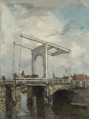 Uma ponte levadiça perto do Schreierstoren Amsterdam 1875