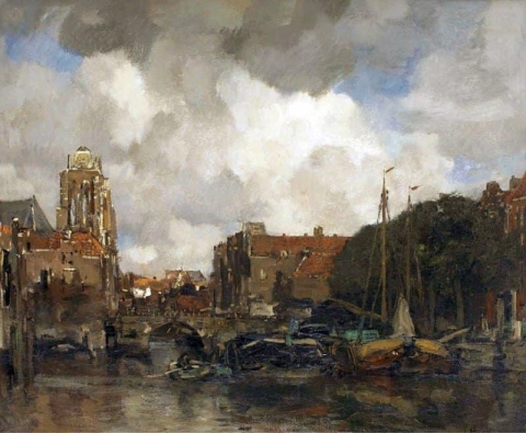 Una vista de Dordrecht Hacia 1884