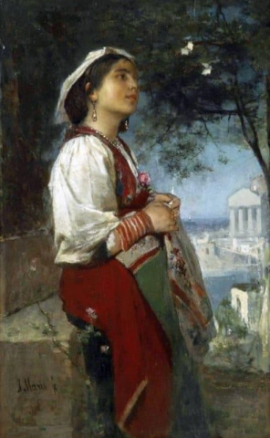一位年轻的意大利美女与蝴蝶，约 1867-68 年
