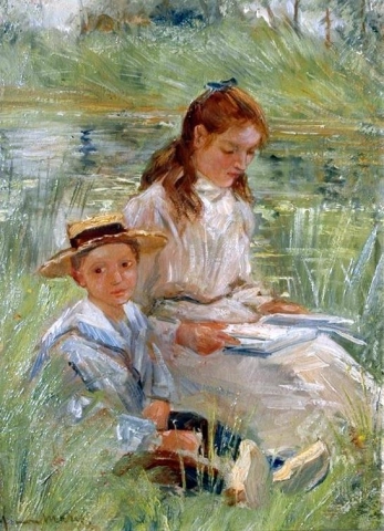 De kinderen van Simon Maris op een rivieroever