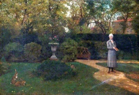 Каупер гуляет по саду в Уэстон Андервуд, Бакингемшир