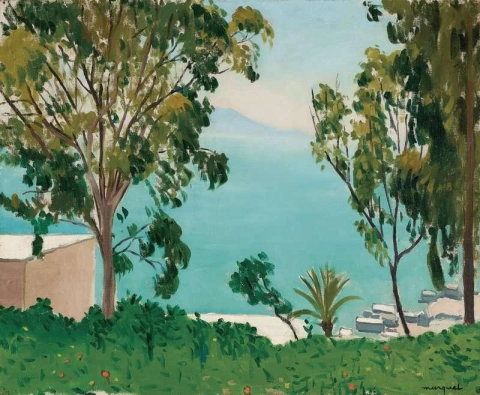 Ranta nähtynä eukalyptuspuiden läpi 1923