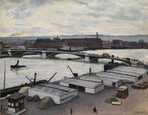 Rouen Quai De Paris Tempo grigio 1912