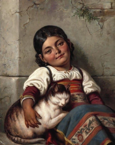 An Italian Girl And A Cat