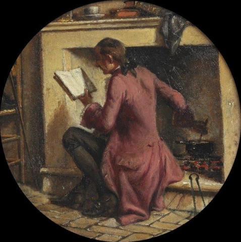 Holberg bereitet Essen in Rom zu, ca. 1860