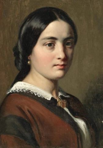 Portret van een dame, vermoedelijk de vrouw van de kunstenaar, Margrethe Marstrand