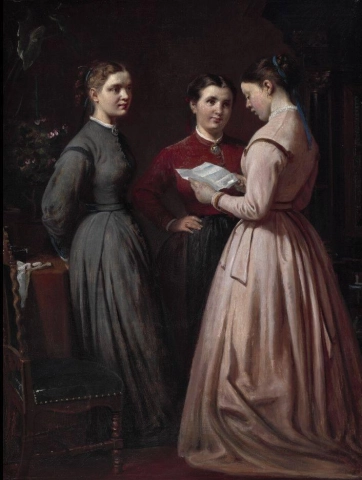 Tre vänner läser ett brev