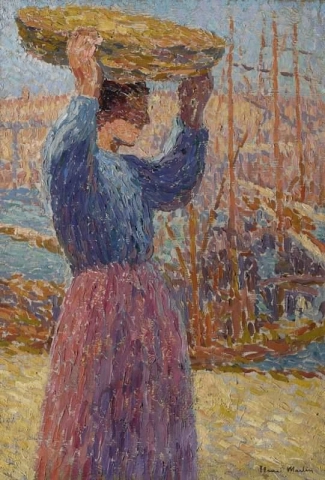 Mujer con cesta hacia 1918-22