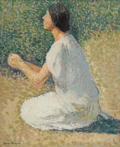 Этюд молодой коленопреклоненной женщины к триптиху «Аполлон и музы», около 1900 года.