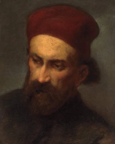 Mann med rød hatt