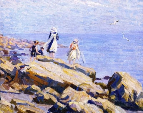 Children On The Rocks Ca. 1910