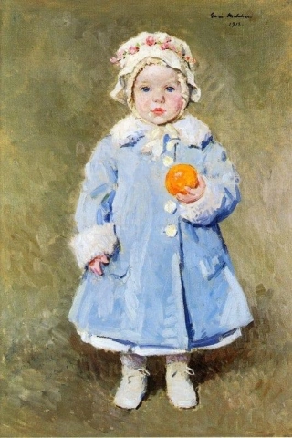 Kind mit einer Orange 1918