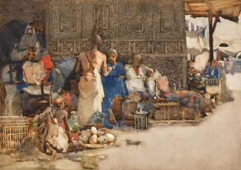 Una bancarella del caffè del Cairo 1881