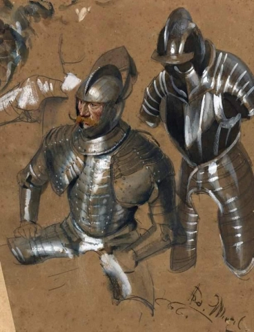 Study Of A Knight And Suit Of Armor 1866