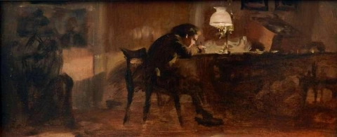 Junger Junge sitzt an einem Tisch