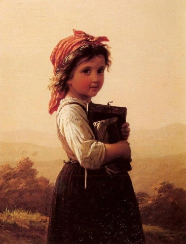 Een klein schoolmeisje 1875