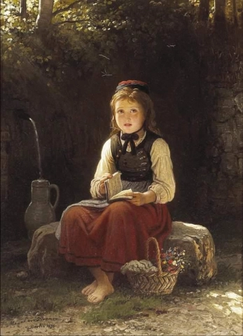 En ung flicka vid brunnen 1876