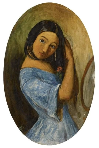A Girl Combing Her Hair Ca. 1848-50
