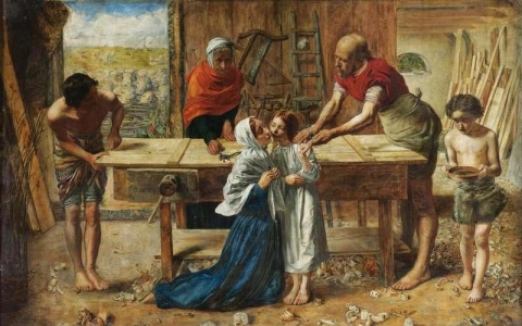 부모 집에 있는 그리스도, 1866년경