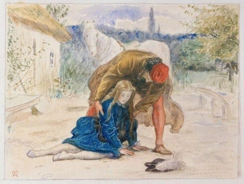 Illustration aus dem Gedicht „Maid Avoraine“ von Robert Buchanan, ca. 1861