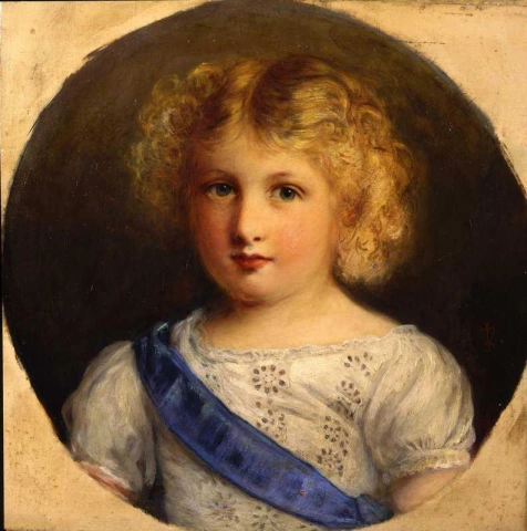 Porträt eines kleinen Jungen mit blauer Schärpe, ca. 1860