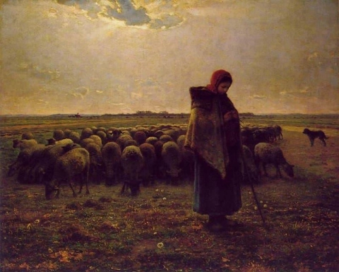 Schäferin mit ihrer Herde
